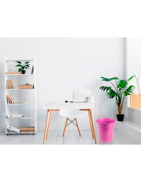 Papelera plastico liderpapel rosa opaco 13 litros 275x285 mm