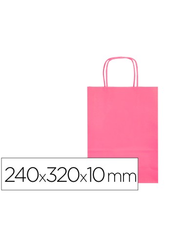 Bolsa papel q connect celulosa rosa s con asa retorcida 240x320x10 mm