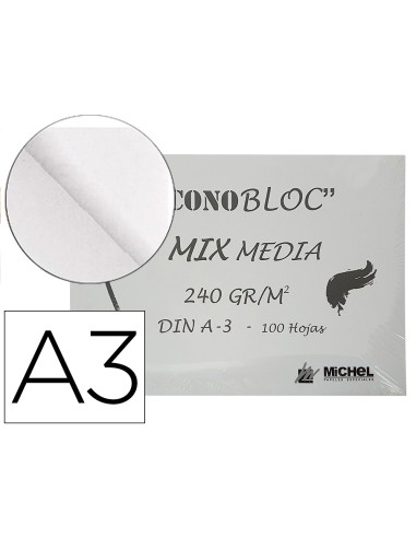 Bloc dibujo multitecnicas michel econobloc mix media din a3 encolado 100 hojas 240 gr 297x420 mm