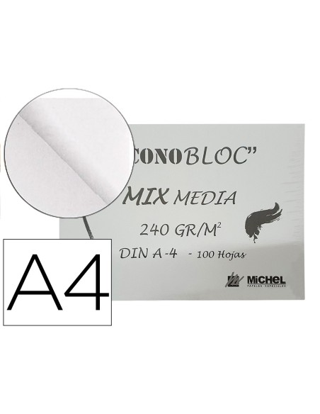 Bloc dibujo multitecnicas michel econobloc mix media din a4 encolado 100 hojas 240 gr m2 210x297 mm