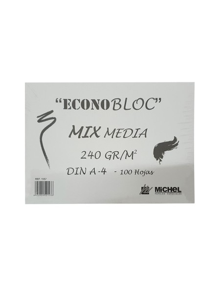 Bloc dibujo multitecnicas michel econobloc mix media din a4 encolado 100 hojas 240 gr m2 210x297 mm