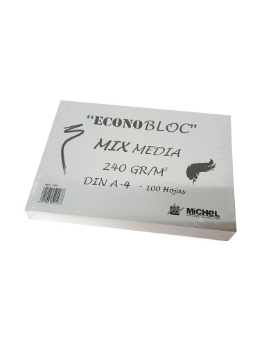 Bloc dibujo multitecnicas michel econobloc mix media din a4 encolado 100 hojas 240 gr m2 210x297 mm