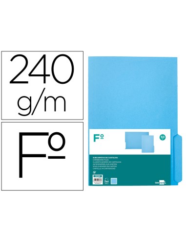 Subcarpeta cartulina liderpapel folio pestana inferior 240g m2 azul