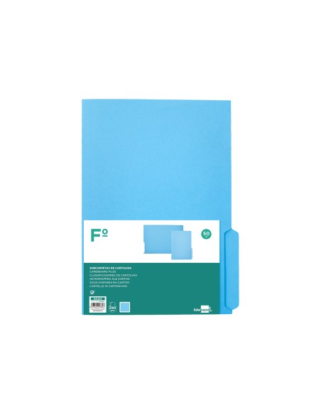 Subcarpeta cartulina liderpapel folio pestana inferior 240g m2 azul