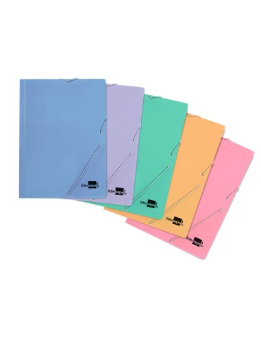 Carpeta liderpapel gomas folio 3 solapas carton plastificado colores pasteles surtidos