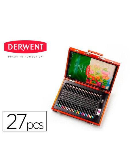 Estuche de pintura derwent academy madera lapices de colores 27 piezas Estuche de pintura derwent academy madera lapices de colores 27 piezas