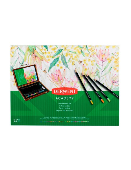 Estuche de pintura derwent academy madera lapices de colores 27 piezas Estuche de pintura derwent academy madera lapices de colores 27 piezas