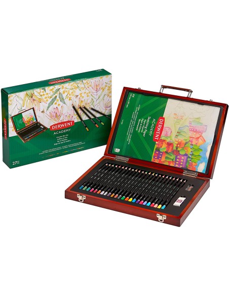 Estuche de pintura derwent academy madera lapices de colores 27 piezas Estuche de pintura derwent academy madera lapices de colores 27 piezas