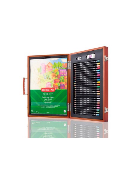 Estuche de pintura derwent academy madera lapices de colores 27 piezas Estuche de pintura derwent academy madera lapices de colores 27 piezas
