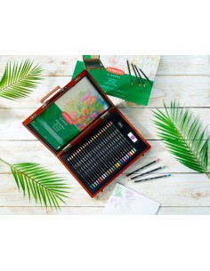 Estuche de pintura derwent academy madera lapices de colores 27 piezas