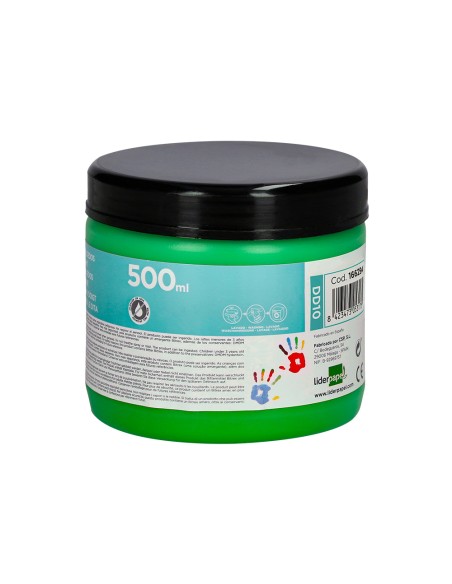 Pintura dedos liderpapel tarrina de 500 ml verde
