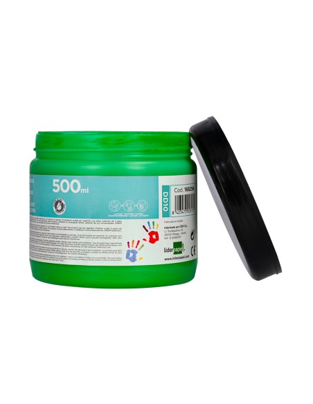 Pintura dedos liderpapel tarrina de 500 ml verde