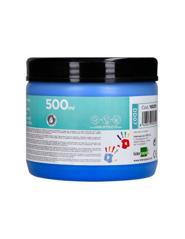 Pintura dedos liderpapel tarrina de 500 ml azul