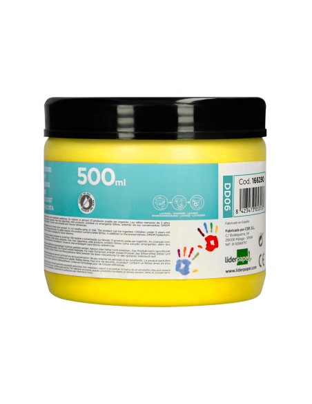 Pintura dedos liderpapel tarrina de 500 ml amarillo