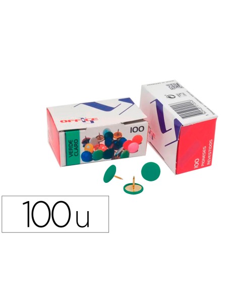 Chincheta lismania office color verde caja de 100 unidades