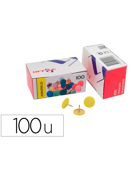 Chincheta lismania office color amarillo caja de 100 unidades