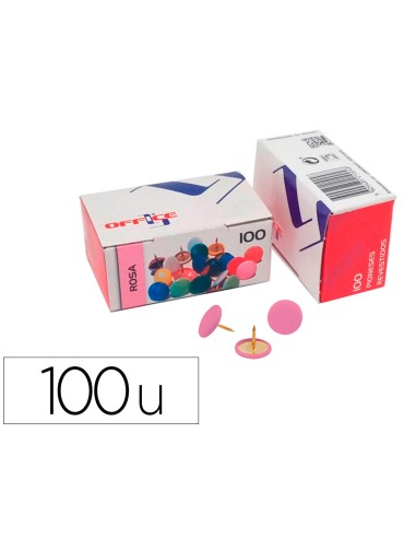 Chincheta lismania office color rosa caja de 100 unidades