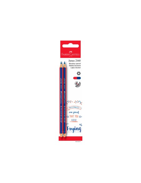 Lapices bicolor fino faber castell 2160 rb hexagonal rojo azul blister de 2 unidades