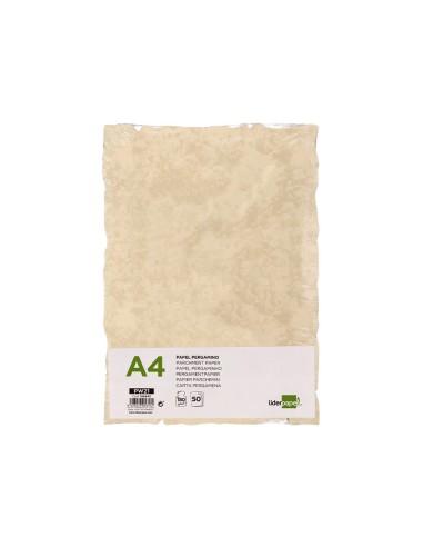 Papel pergamino liderpapel din a4 con bordes 180g m2 color crema paquete de 50 hojas