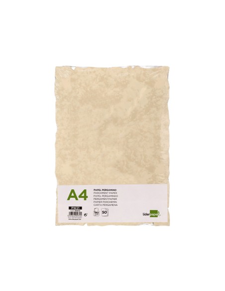 Papel pergamino liderpapel din a4 con bordes 180g m2 color crema paquete de 50 hojas