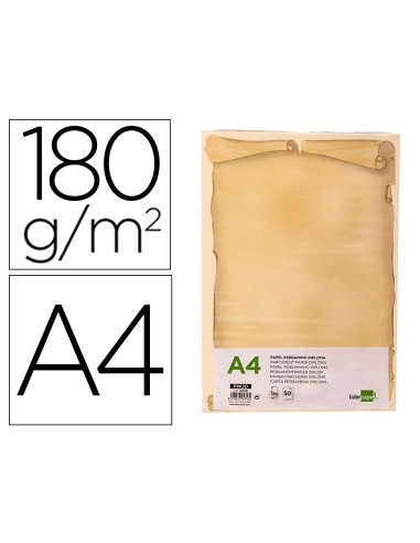 Papel pergamino liderpapel din a4 diploma 180 g m2 paquete de 50 hojas