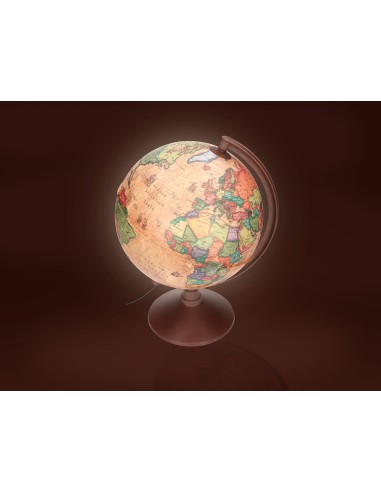 Globo terraqueo liderpapel con luz fisico y politico estilo antiguo diametro 26 cm