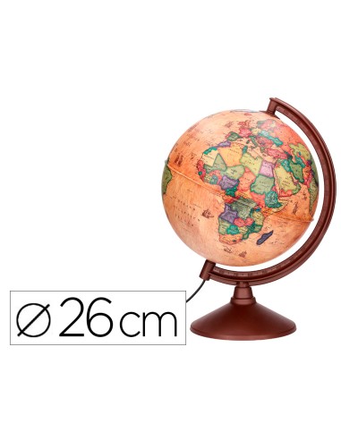 Globo terraqueo liderpapel con luz fisico y politico estilo antiguo diametro 26 cm
