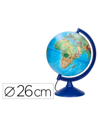 Globo terraqueo liderpapel con luz fisico y politico diametro 26 cm