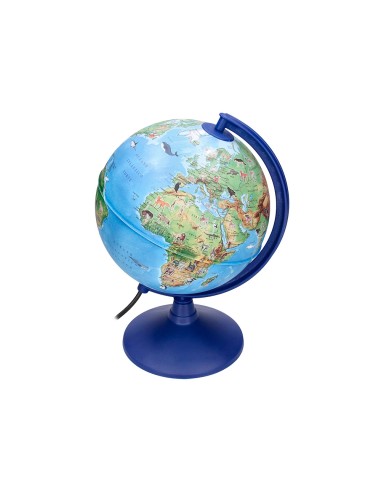 Globo terraqueo liderpapel con luz fisico y politico con animales diametro 20 cm