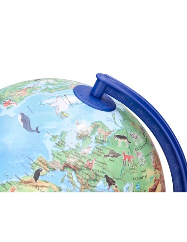 Globo terraqueo liderpapel con luz fisico y politico con animales diametro 20 cm