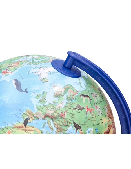 Globo terraqueo liderpapel con luz fisico y politico con animales diametro 20 cm