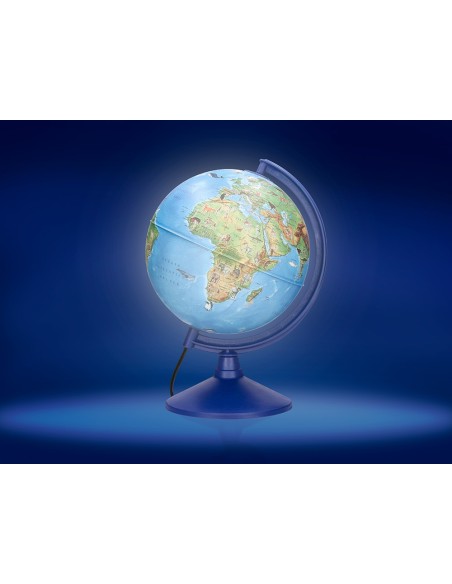 Globo terraqueo liderpapel con luz fisico y politico con animales diametro 20 cm