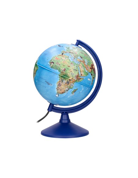 Globo terraqueo liderpapel con luz fisico y politico con animales diametro 20 cm