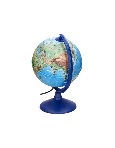 Globo terraqueo liderpapel con luz fisico y politico con animales diametro 20 cm