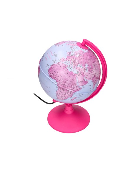 Globo terraqueo liderpapel con luz fisico y politico diametro 20 cm color rosa