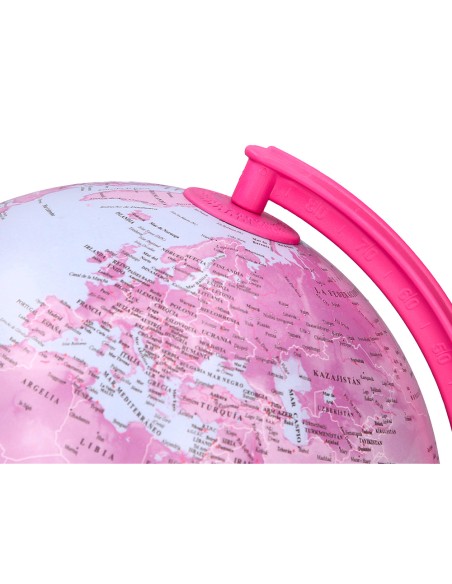 Globo terraqueo liderpapel con luz fisico y politico diametro 20 cm color rosa