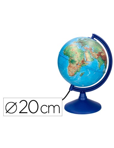 Globo terraqueo liderpapel con luz fisico y politico diametro 20 cm