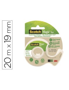 Cinta adhesiva scotch magic invisible 20 mt x 19 mm ecologica en miniportarrollo