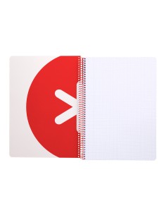 Cuaderno espiral a4 antartik tapa dura 80h 90gr cuadro 4mm con margen color frambuesa