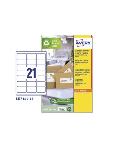Etiqueta adhesiva avery blanca permanente reciclada 100 laser 635x381 mm caja de 315 unidades