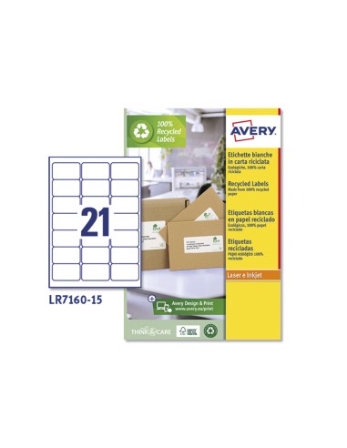 Etiqueta adhesiva avery blanca permanente reciclada 100 laser 635x381 mm caja de 315 unidades