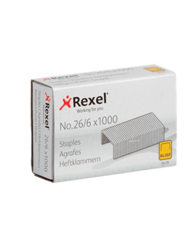 Grapas rexel 26 6 mm galvanizada caja de 1000 unidades