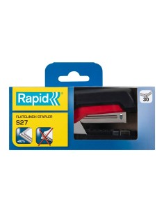 Grapadora rapid s27 fullstrip plastico capacidad de grapado 30 hojas usa grapas 24 6 y 26 6 color negro rojo
