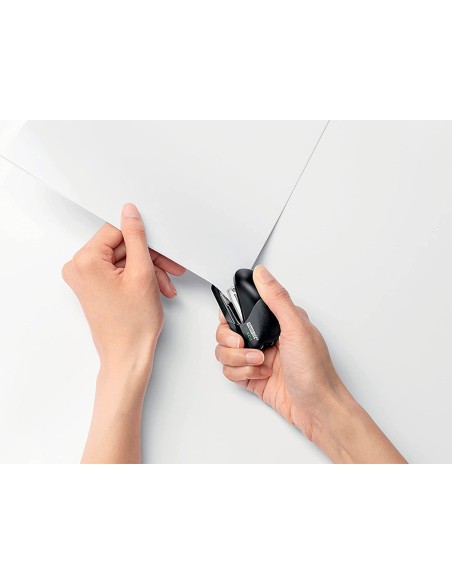 Grapadora rapid mini fashion eco plastico 100 reciclado capacidad 10 hojas usa grapas 24 6 y 26 6 color negro