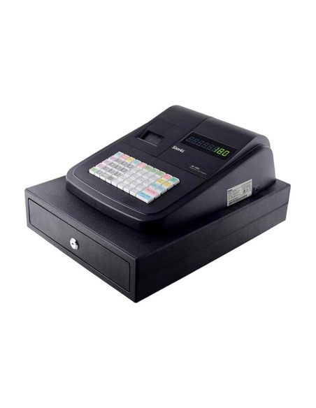 Registradora sam4s er 180u 16 departamentos 4 empleados visor led cajon pequeno color negro 330x420x210 mm