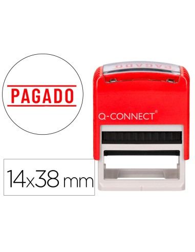 Sello entintado automatico q connect pagado almohadilla 14x38 mm color rojo