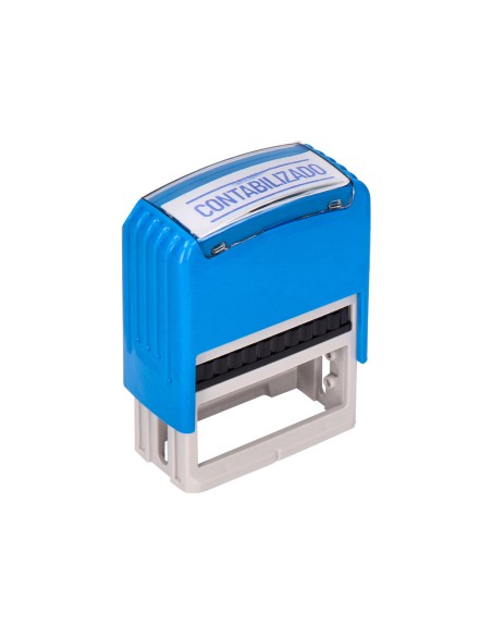 Sello entintado automatico q connect contabilizado almohadilla 14x38 mm color azul