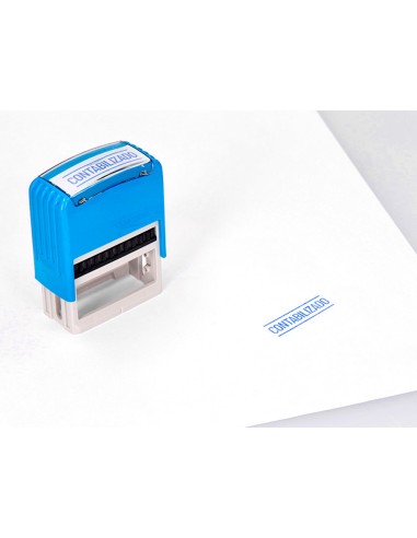 Sello entintado automatico q connect contabilizado almohadilla 14x38 mm color azul