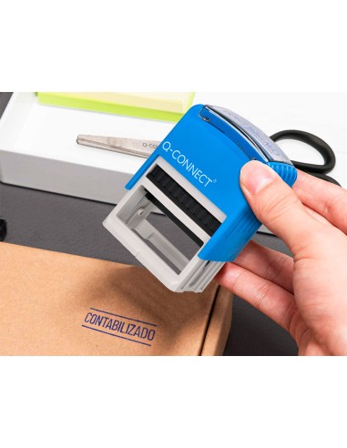 Sello entintado automatico q connect contabilizado almohadilla 14x38 mm color azul