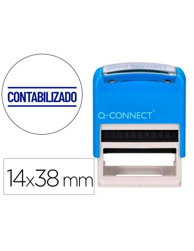 Sello entintado automatico q connect contabilizado almohadilla 14x38 mm color azul